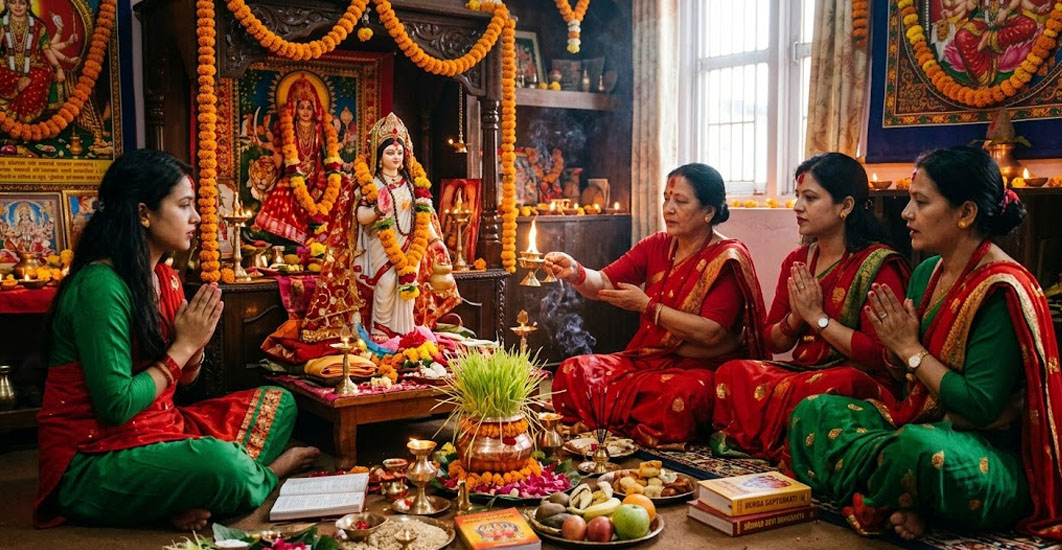 दुर्गा पक्षको दोस्रो दिनः ब्रह्मचारिणी देवीको पूजा आराधना गरिँदै